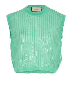 Gucci Sequins Gilet, Mohair, Green, Sz S, 3*