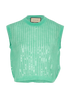 Gucci Sequins Gilet, £450, Clothing, Green, Mohair, Front view