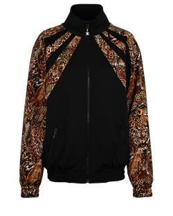 Celine Animal Print Track Jacket, Polyester, Black/Yellow, Sz M, 3*
