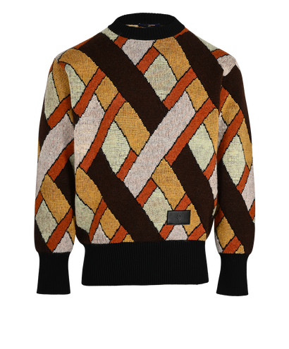 Louis Vuitton Color Block Jacquard Jumper, &pound;450, Clothing, Black/Brown, Mohair/Wool, Front view