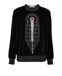 Givenchy Graphic Embroidered Jumper, Cotton, Black, UK 8, 3*