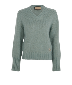 Gucci V- Neck Jumper, Mohair/Polyamide, Green, Sz S, 3*