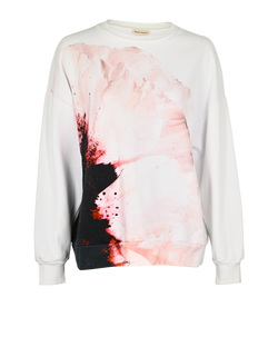 Alexander McQueen Anemone Print Sweatshirt, Cotton, White/Red, UK8, 1*