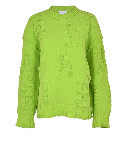 Bottega Veneta Logo Letter-Jacquard Jumper, £550, Clothing, Green, Polyester (Polymer), Front view