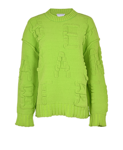 Bottega Veneta Logo Letter-Jacquard Jumper, Poly, Green, Sz S, 3*