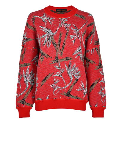 Louis Vuitton Floral Jumper, &pound;290, Clothing, Red, Wool, Front view