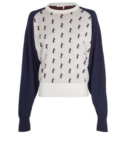 Chloe Horse Jumper, £220, Clothing, Navy/White, Viscose/Wool, Front view