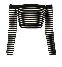 Saint Laurent Off The Shoulder Cropped Top, Wool, Black/White, Sz M, 3*
