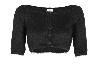 Saint Laurent Brushed Cardigan, £280, Clothing, Black, Mohair, Front view