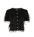 Chanel Feathers Cardigan, £2,100, Clothing, Black, Cotton/Silk, Front view
