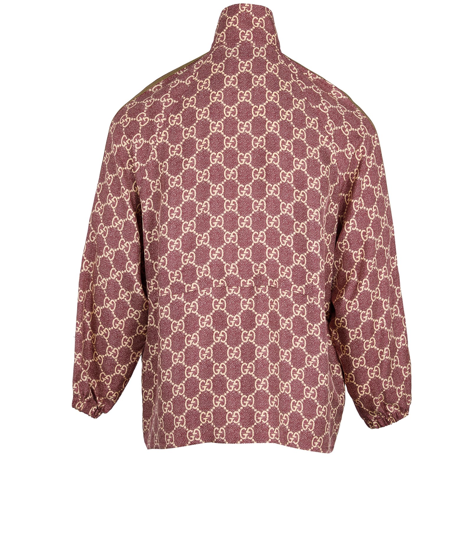Gucci GG Zip-Up Track Jacket, &pound;595, Clothing, Beige/Burgundy, Silk, Back view