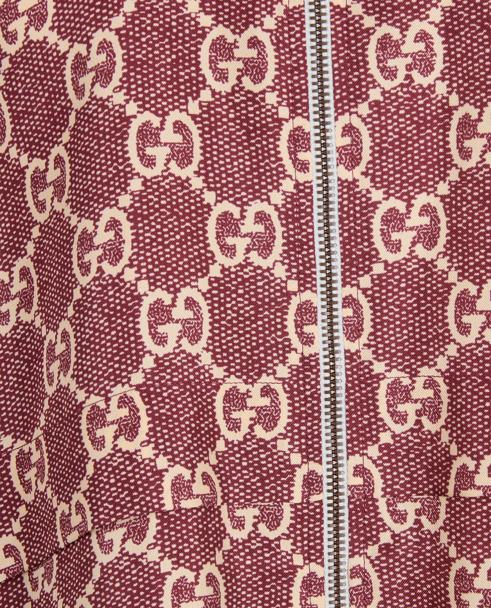 Gucci GG Zip-Up Track Jacket, &pound;595, Clothing, Beige/Burgundy, Silk, Other view