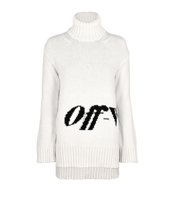 Off-White Logo Roll Neck Jumper, Wool/Poly, Cream, UK4, 2*