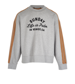 Palm Angels Sunday Embroidered Jumper, Mens, Cotton, Grey, Sz L, 3*