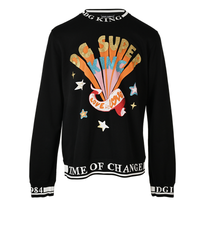 Dolce & Gabbana Super King Sweatshirt, £150, Clothing, Black, Cotton, Front view