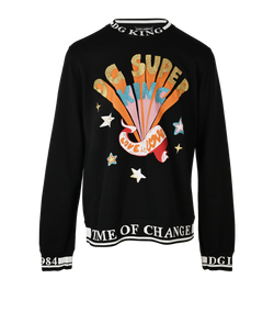 Dolce & Gabbana Super King Sweatshirt, Mens, Cotton, Blk/Multi, Sz XXL, 2*