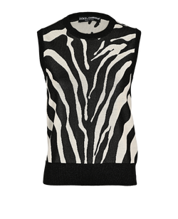 Dolce & Gabbana Zebra Vest, Wool/Viscose, Blk/White, UK6, 2*