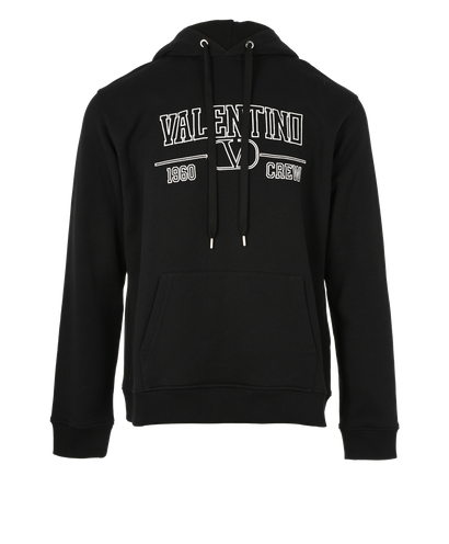 Valentino Logo Hoodie, £220, Clothing, Black, Cotton, Front view