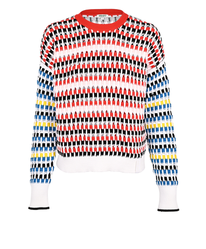 Kenzo Woven Jumper, £70, Clothing, Black/Pink/Red/White, Cotton, Front view