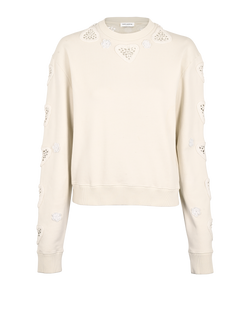Saint Laurent Heart & Floral Embroidered Jumper, Cotton, White, Sz S, 3*