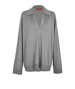 Gucci V-Neck Polo Jumper, Wool, Grey, Sz XXL, 3*