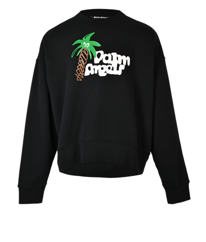 Palm Angels Palm Print Sweatshirt, £190, Clothing, Black, Cotton, Front view