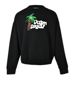 Palm Angels Palm Print Sweatshirt, Mens, Cotton, Black, Sz L, 3*
