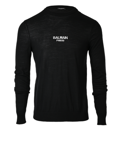 Balmain Logo Knit Jumper, £220, Clothing, Black, Wool, Front view