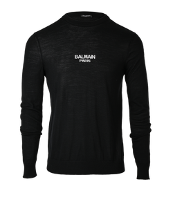 Balmain Logo Knit Jumper, Mens, Virgin Wool, Black, Sz S, 2*
