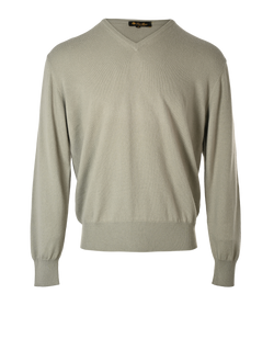 Loro Piana V-Neck Jumper, Mens, Cashmere, Green, Sz XL, 3*