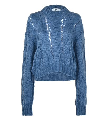 Prada Cable Knit Jumper, £175, Clothing, Blue, Mohair/Polyester (Polymer), Front view