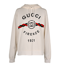 Gucci Firenze 1921 Hoodie, Cotton, White, Sz S, 3*