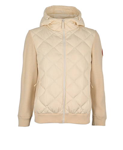 Canada Goose HyBridge Quilted Knit Hoodie, &pound;375, Clothing, Cream, Polyester (Polymer)/Wool, Front view