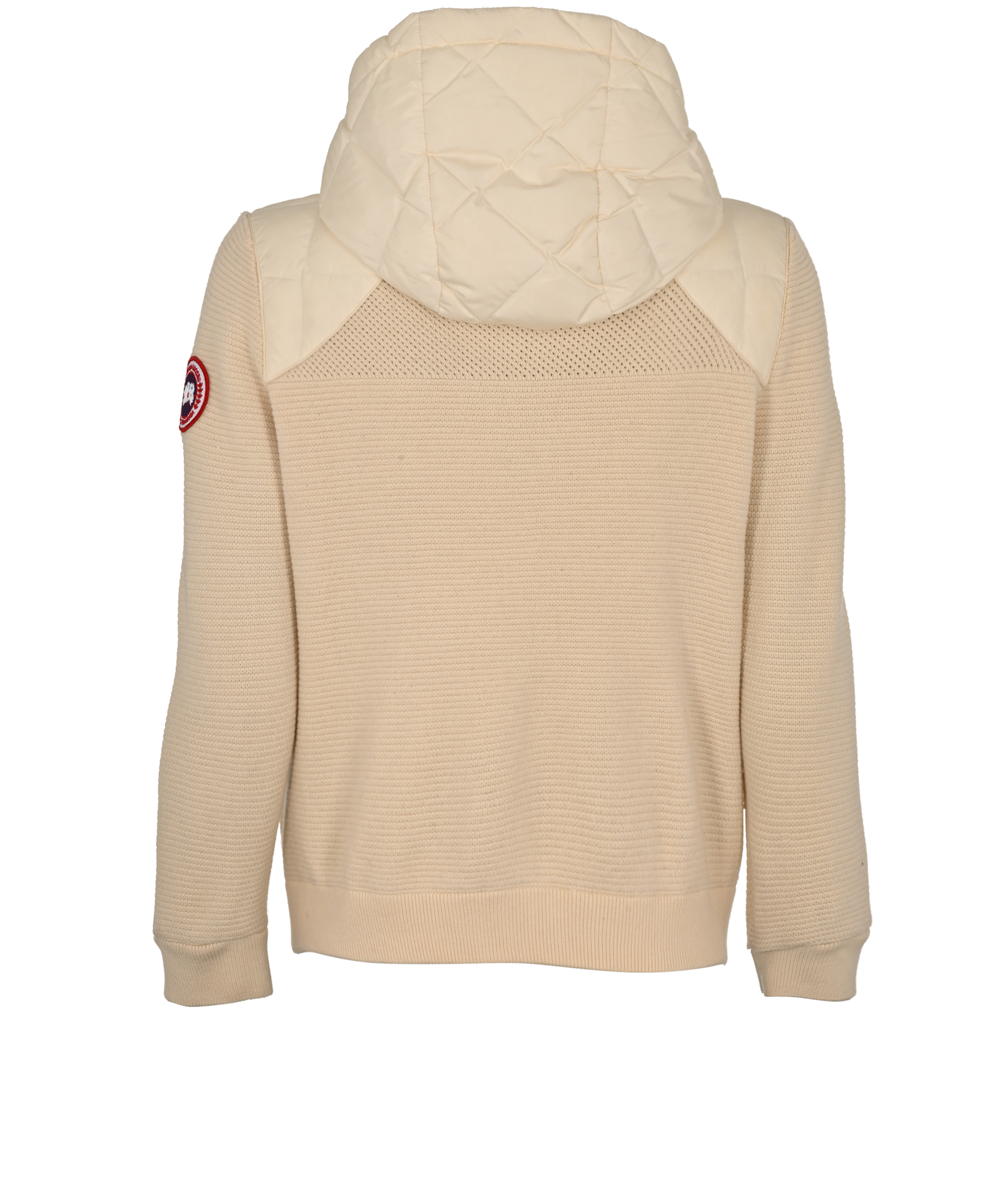 Canada Goose HyBridge Quilted Knit Hoodie, &pound;375, Clothing, Cream, Polyester (Polymer)/Wool, Back view