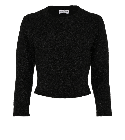 Balenciaga Shimmer Knit Jumper, £250, Clothing, Black, Viscose, Front view