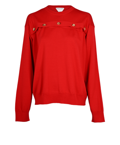 Bottega Veneta Button-Detail Jumper, £250, Clothing, Red, Wool, Front view