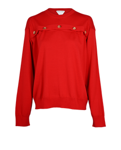 Bottega Veneta Button-Detail Jumper, Wool, Red, Sz XL, 3*