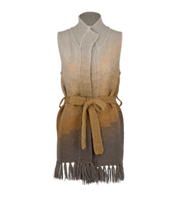 Christian Dior Fringed Ombre Sleeveless Cardigans,Mohair,Beige/Brwn,UK6,3*