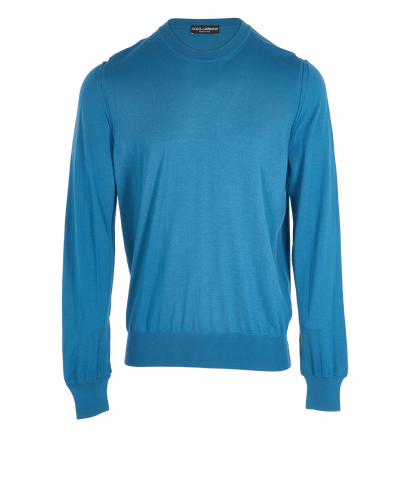 Dolce & Gabbana Crew Neck Jumper, &pound;250, Clothing, Blue, Wool, Front view