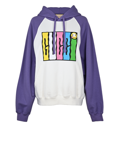 Gucci Logo Hoodie, £260, Clothing, Purple/White, Cotton, Front view