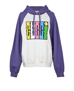 Gucci Logo Hoodie, Cotton, White/Purple, Sz S, 3*