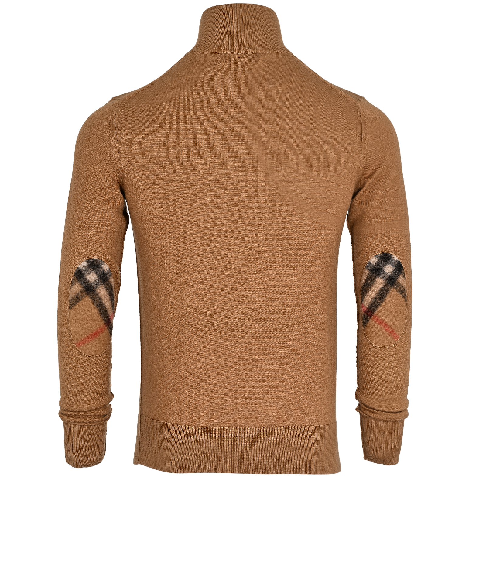 Burberry Elbow Patch Half-Zip Jumper, &pound;250, Clothing, Brown, Cashmere, Back view