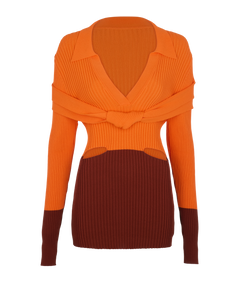 Jacquemus  Asco Jumper, Viscose, Orange/Brown, UK16, 3*