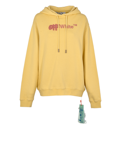 Off-White Spray-Effect Logo Hoodie, £210, Clothing, Yellow, Cotton, Front view
