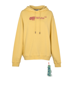 Off-White Spray-Effect Logo Hoodie, Cotton, Yellow, Sz L, 3*