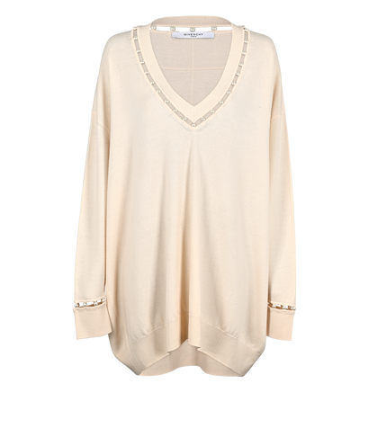 Givenchy Oversized Pearls Jumper, &pound;150, Clothing, Cream, Cashmere/Pearl/Wool, Front view