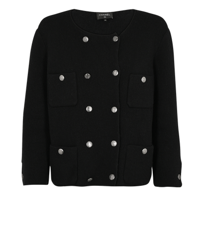 Chanel Double Breasted Cardigan, &pound;1,200, Clothing, Black, Cashmere, Front view