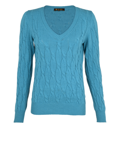 Loro Piana V Neck Jumper, £295, Clothing, Blue, Cashmere, Front view