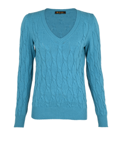 Loro Piana V Neck Jumper, Cashmere, Blue, Uk10, 2*