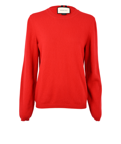 Gucci Crew Neck Jumper, £250, Clothing, Red, Cashmere, Front view